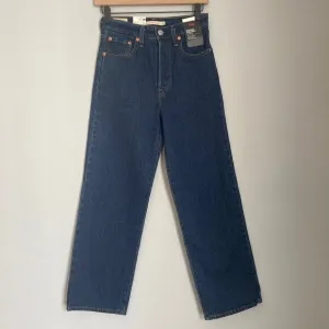 Levis Jeans Womens 25 Blue Denim Ribcage Straight Dark Stone Classic Casual