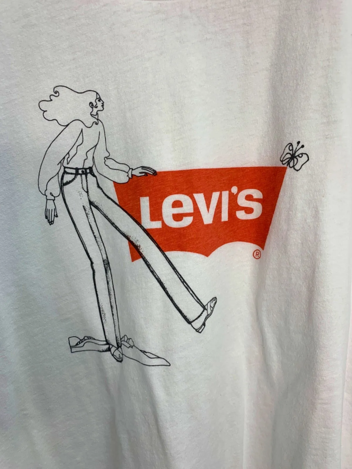 Levi's White Graphic T-Shirt with Cartoon Print XL