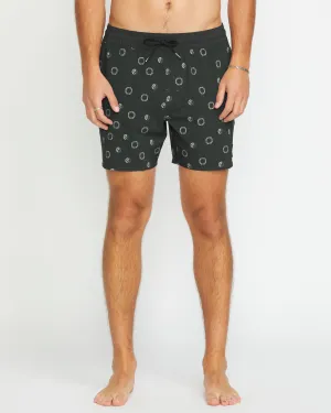 Lido Print Trunk 16" Boardshorts - STEALTH
