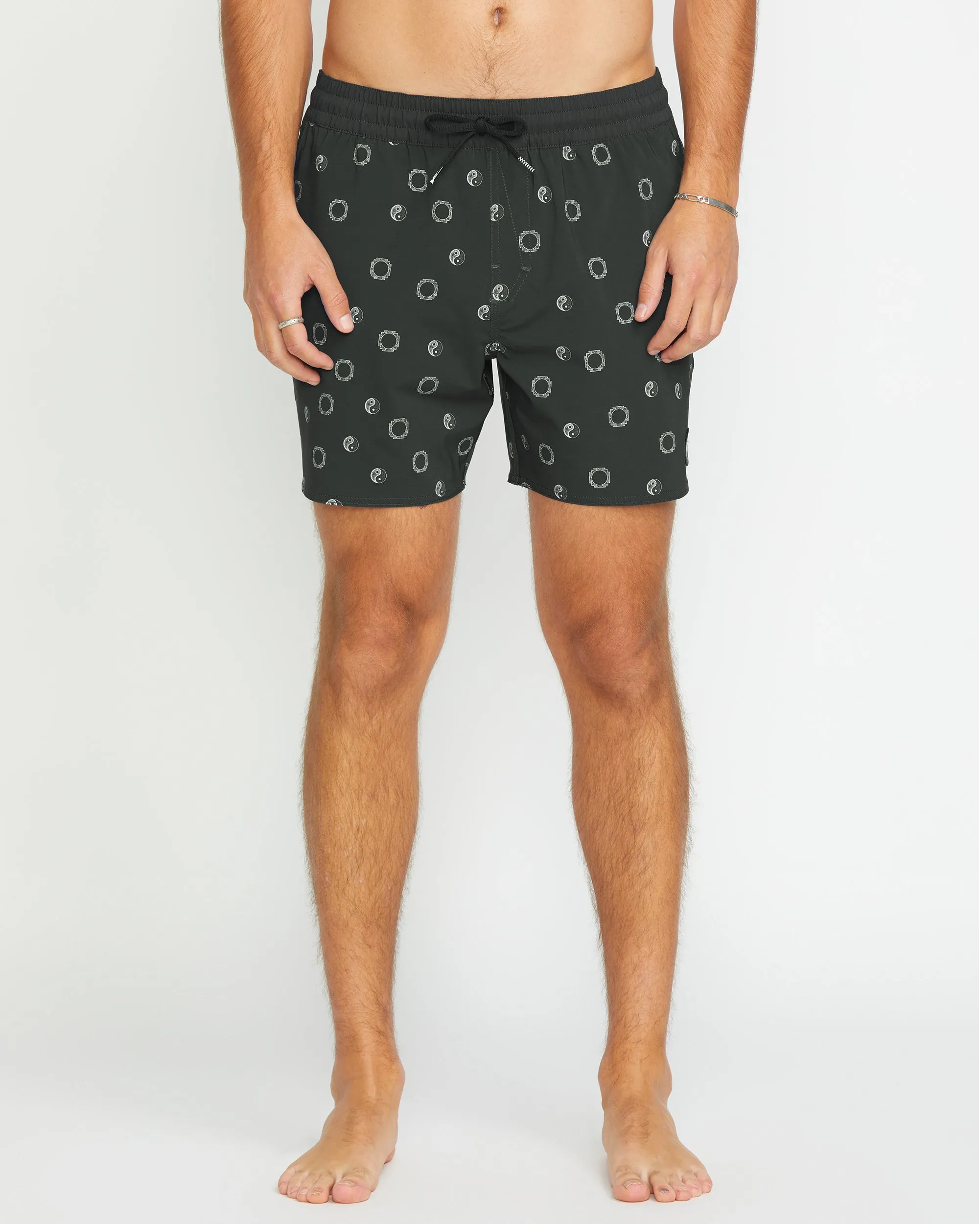 Lido Print Trunk 16" Boardshorts - STEALTH