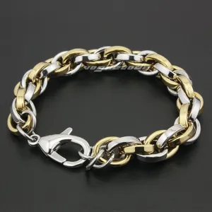 LIINSION 11 Lengths Two Tones 316L Stainless Steel Mens Biker Rocker Punk Bracelet 5N009 Free Shipping