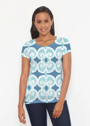 Links Navy Aqua (8133) ~ Short Sleeve Scoop Shirt