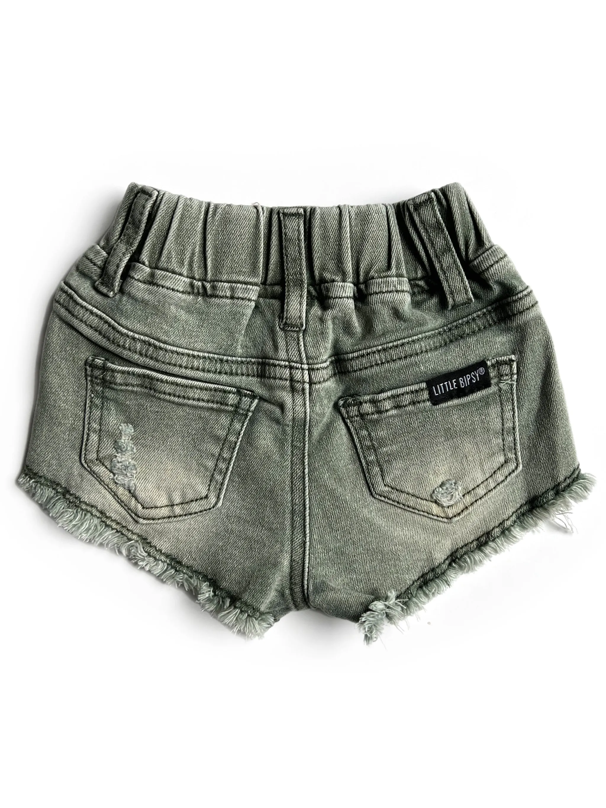 Little Bipsy Girl's Cut Off Denim Shorties - Green Wash