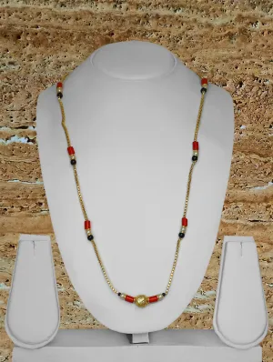 Long Mangalsutra Designs Gold Plated मंगळसूत्र Black Red Beads White Pearl (33 Inches)