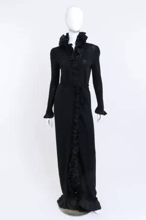 Long Ruffled Knit Wrap Dress