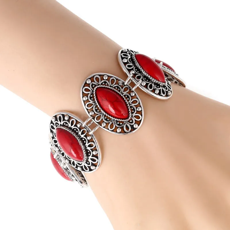 LOVBEAFAS Fashion Ethnic Bohemian Bracelets & Bangles For Women Red/Blue Stone Vintage Beach Boho Adjustable Bracelets Jewelry