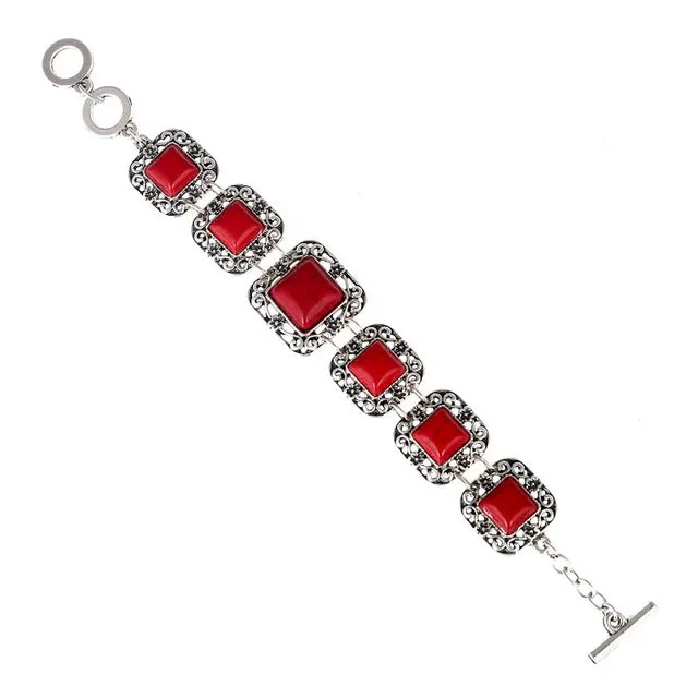 LOVBEAFAS Fashion Ethnic Bohemian Bracelets & Bangles For Women Red/Blue Stone Vintage Beach Boho Adjustable Bracelets Jewelry