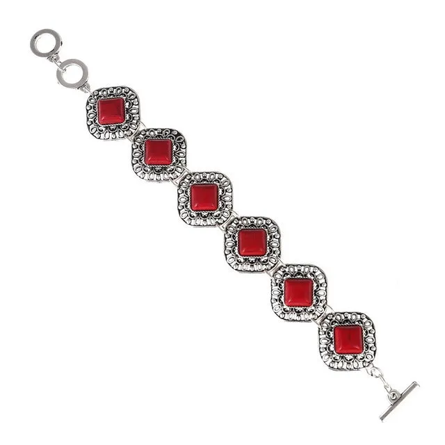 LOVBEAFAS Fashion Ethnic Bohemian Bracelets & Bangles For Women Red/Blue Stone Vintage Beach Boho Adjustable Bracelets Jewelry