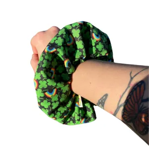 Lucky Charmed with a Rainbow Twist St Patrick's Scrunchie Hair Tie Ponytail