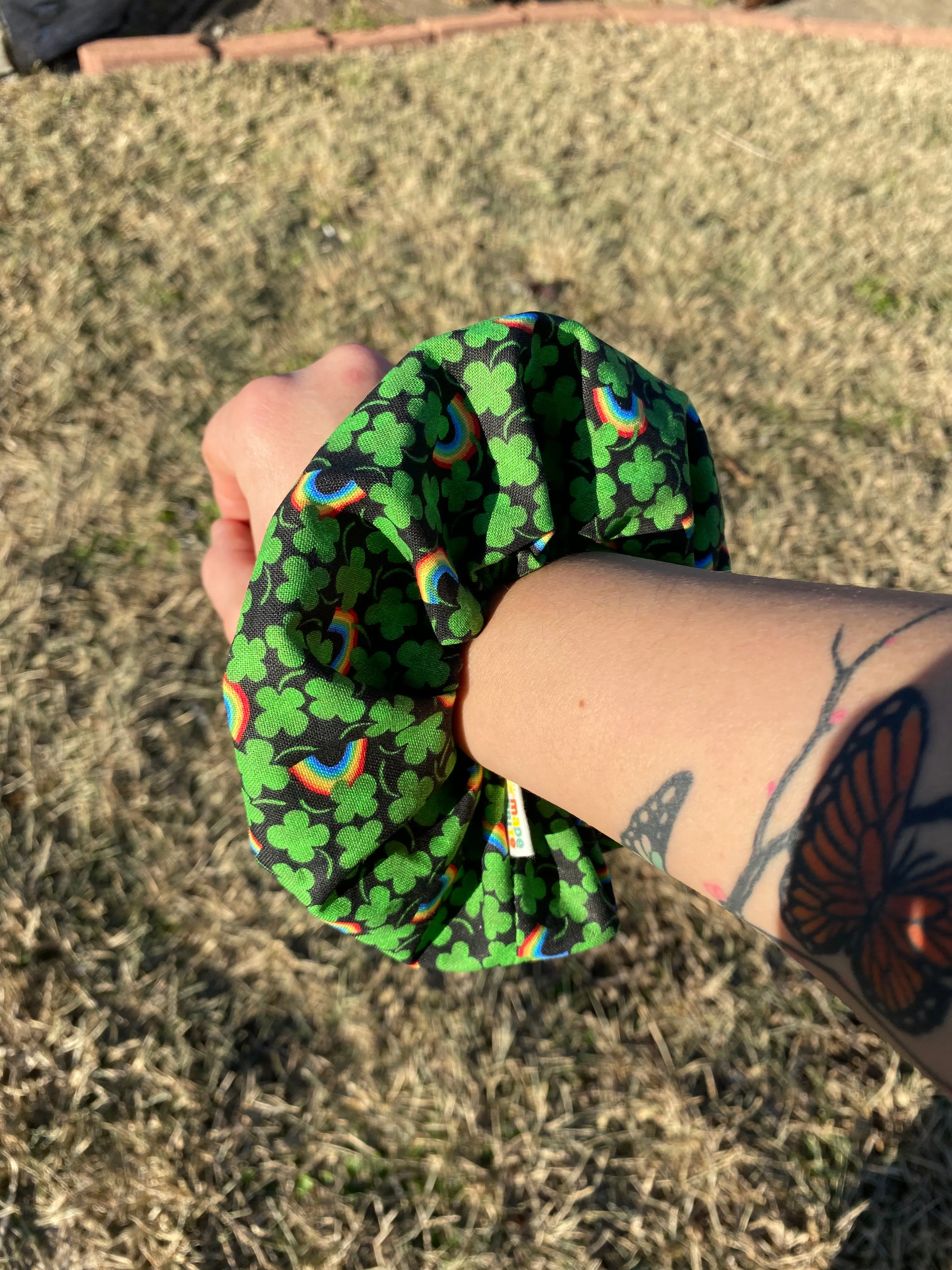 Lucky Charmed with a Rainbow Twist St Patrick's Scrunchie Hair Tie Ponytail