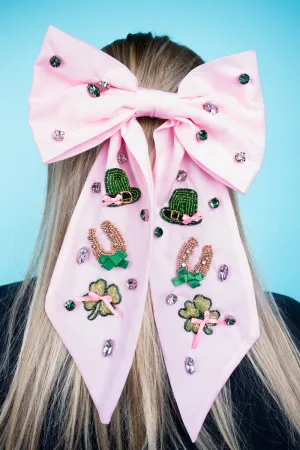Lucky Day Pink Hair Bow Barrette