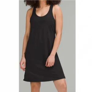 Lululemon Classic Fit Cotton Blend Scoop Dress Size 8 Black Athleisure Active