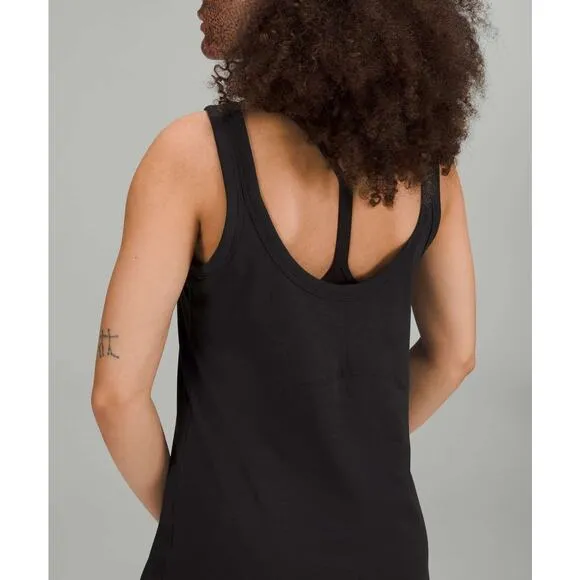 Lululemon Classic Fit Cotton Blend Scoop Dress Size 8 Black Athleisure Active