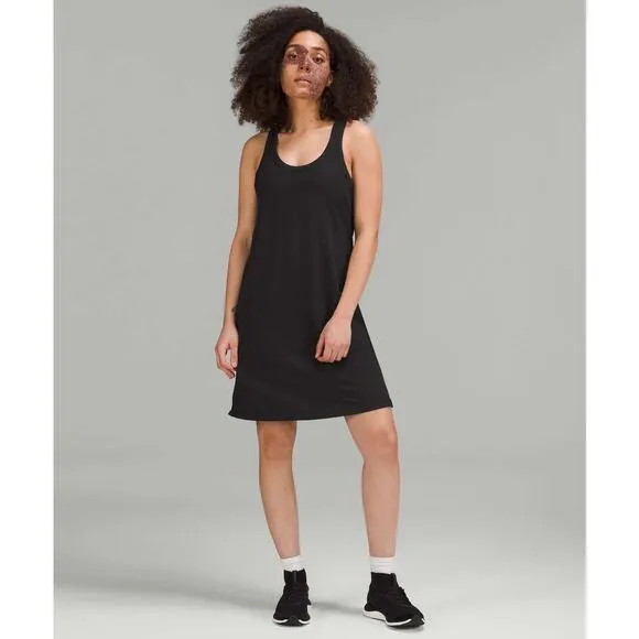 Lululemon Classic Fit Cotton Blend Scoop Dress Size 8 Black Athleisure Active