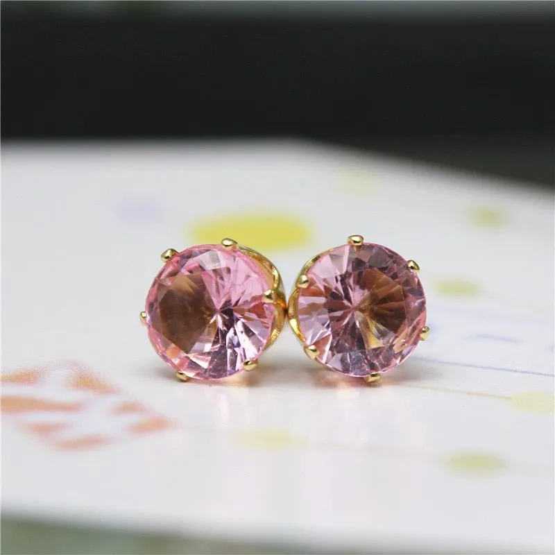 Luxury Gold Zircon Stud Earrings For Women  Anniverssary Party Jewelry