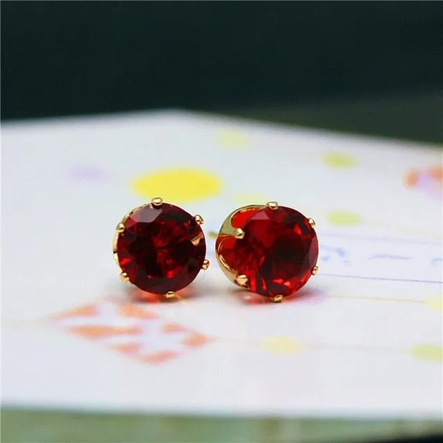 Luxury Gold Zircon Stud Earrings For Women  Anniverssary Party Jewelry