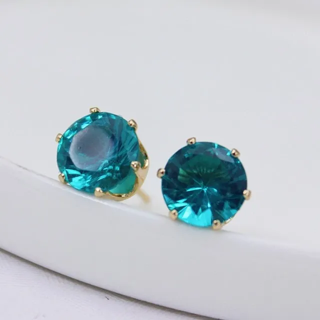 Luxury Gold Zircon Stud Earrings For Women  Anniverssary Party Jewelry