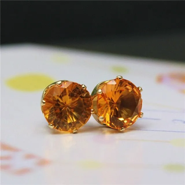 Luxury Gold Zircon Stud Earrings For Women  Anniverssary Party Jewelry