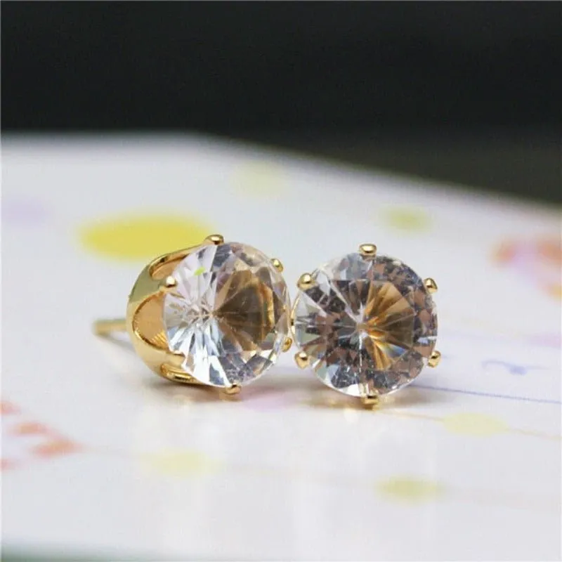 Luxury Gold Zircon Stud Earrings For Women  Anniverssary Party Jewelry