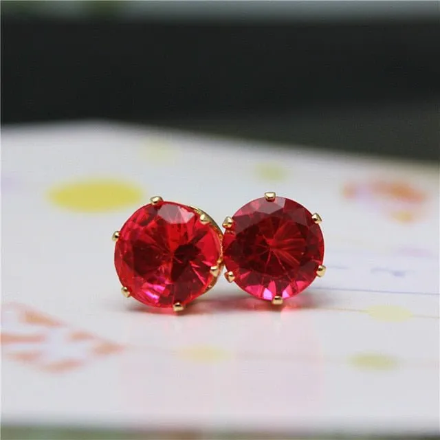 Luxury Gold Zircon Stud Earrings For Women  Anniverssary Party Jewelry
