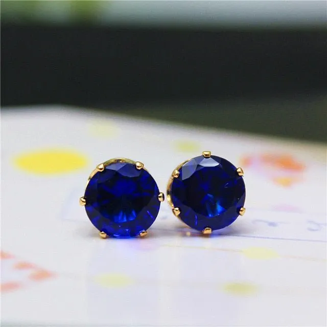 Luxury Gold Zircon Stud Earrings For Women  Anniverssary Party Jewelry