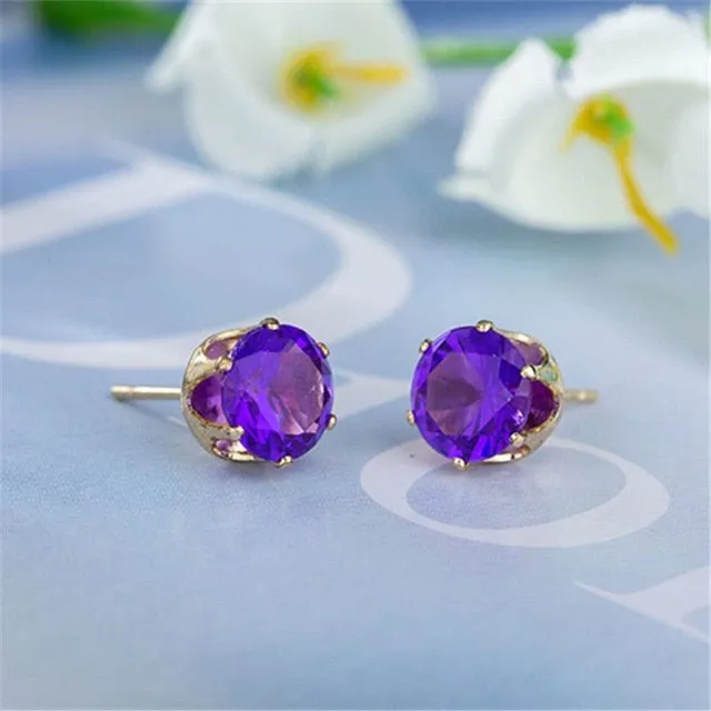 Luxury Gold Zircon Stud Earrings For Women  Anniverssary Party Jewelry