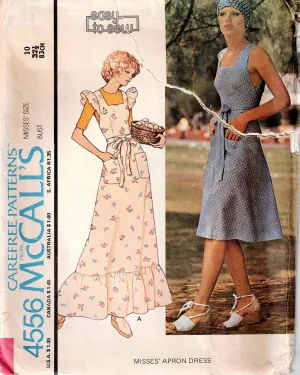 McCall's 4556 Womens Ruffled Tie On Apron Maxi Wrap Dress 1970s Vintage Sewing Pattern Size 10 or 12
