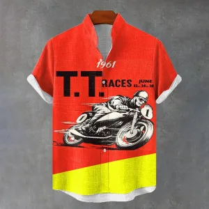Men's TT Motorcycle Races 1961 Isle Of Man Art Print Casual Shirt