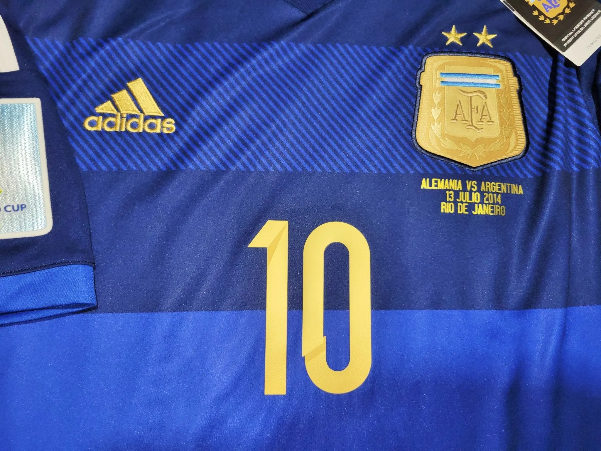 Messi Argentina 2014 WORLD CUP FINAL Away Jersey Shirt Camiseta BNWT L SKU# G75187