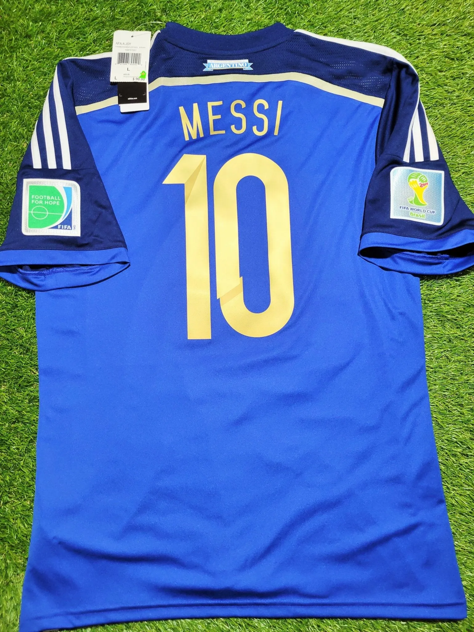 Messi Argentina 2014 WORLD CUP FINAL Away Jersey Shirt Camiseta BNWT L SKU# G75187