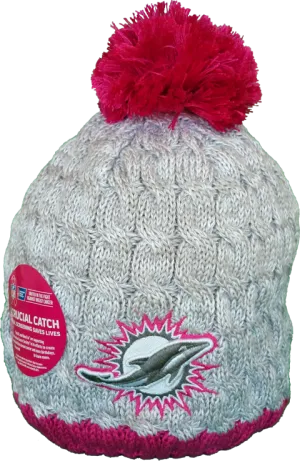 Miami Dolphins Breast Cancer Awareness Womens Fleece Pom Toque