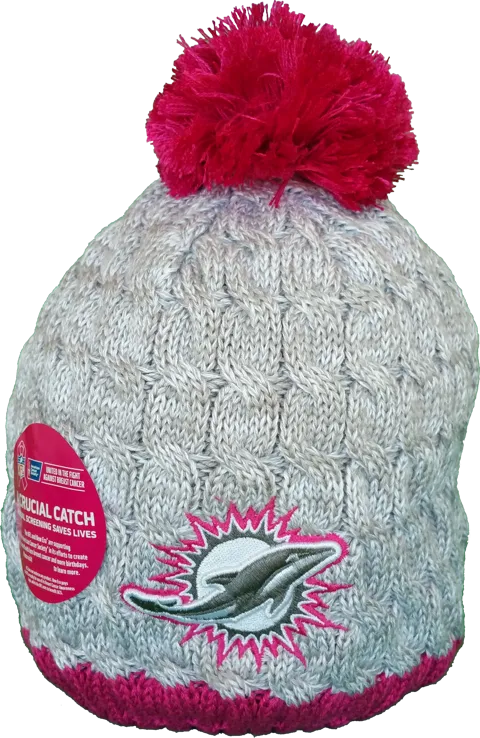 Miami Dolphins Breast Cancer Awareness Womens Fleece Pom Toque