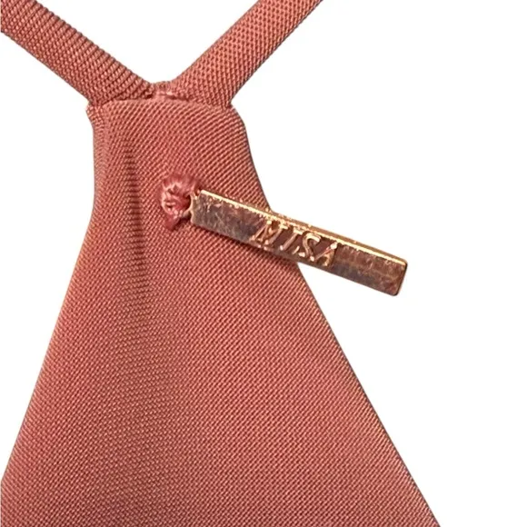 MISA Los Angeles Peach Jersey Knit Sleeveless Cocktail Mini Dress Draped XS NEW