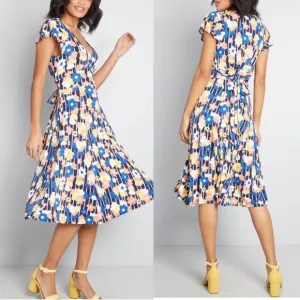 ModCloth Timelessly Lovable Floral V-Neck Jersey Knit Dress Size Large NEW