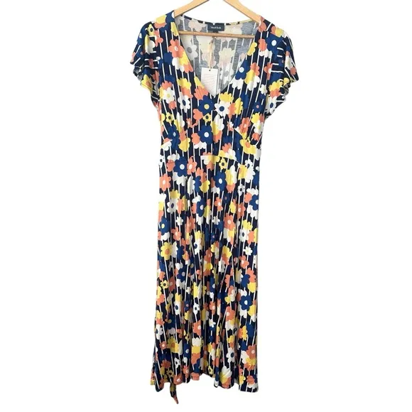 ModCloth Timelessly Lovable Floral V-Neck Jersey Knit Dress Size Large NEW