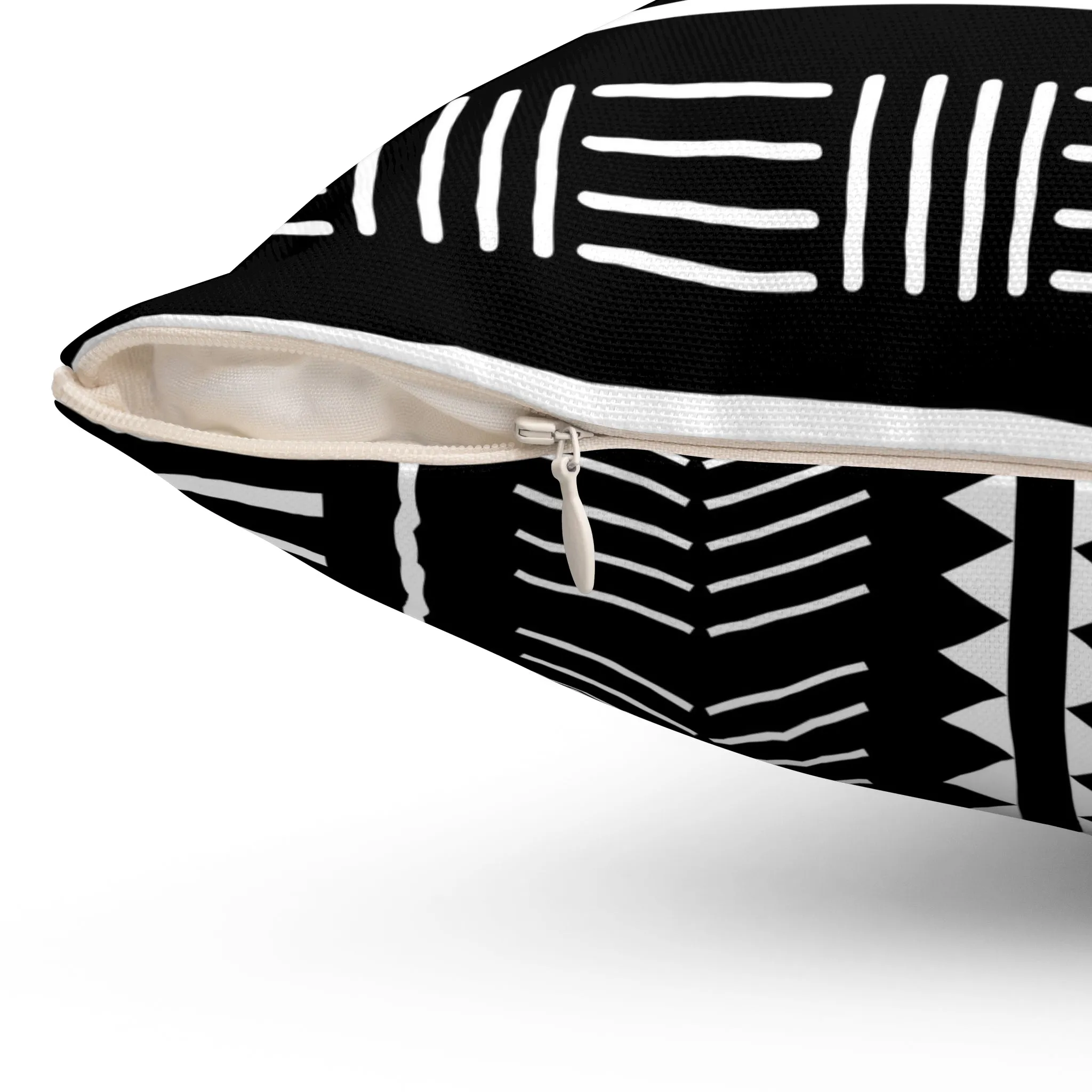 Modern Geometric Throw Pillow - Double Sided Black and White Accent Cushion