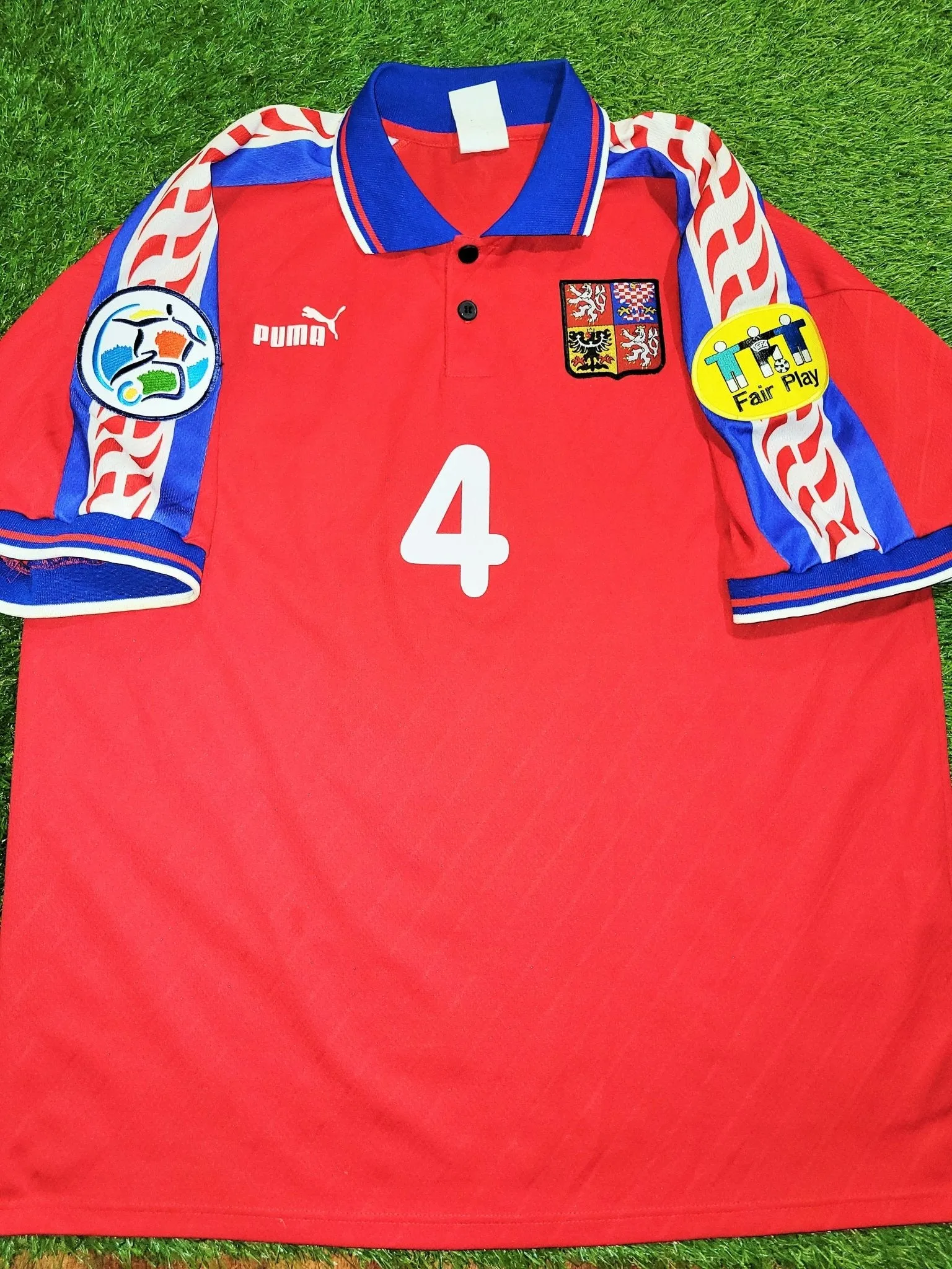 Nedved Czech Republic Czechoslovakia Puma 1996 EURO CUP FINAL Home Jersey Shirt XL