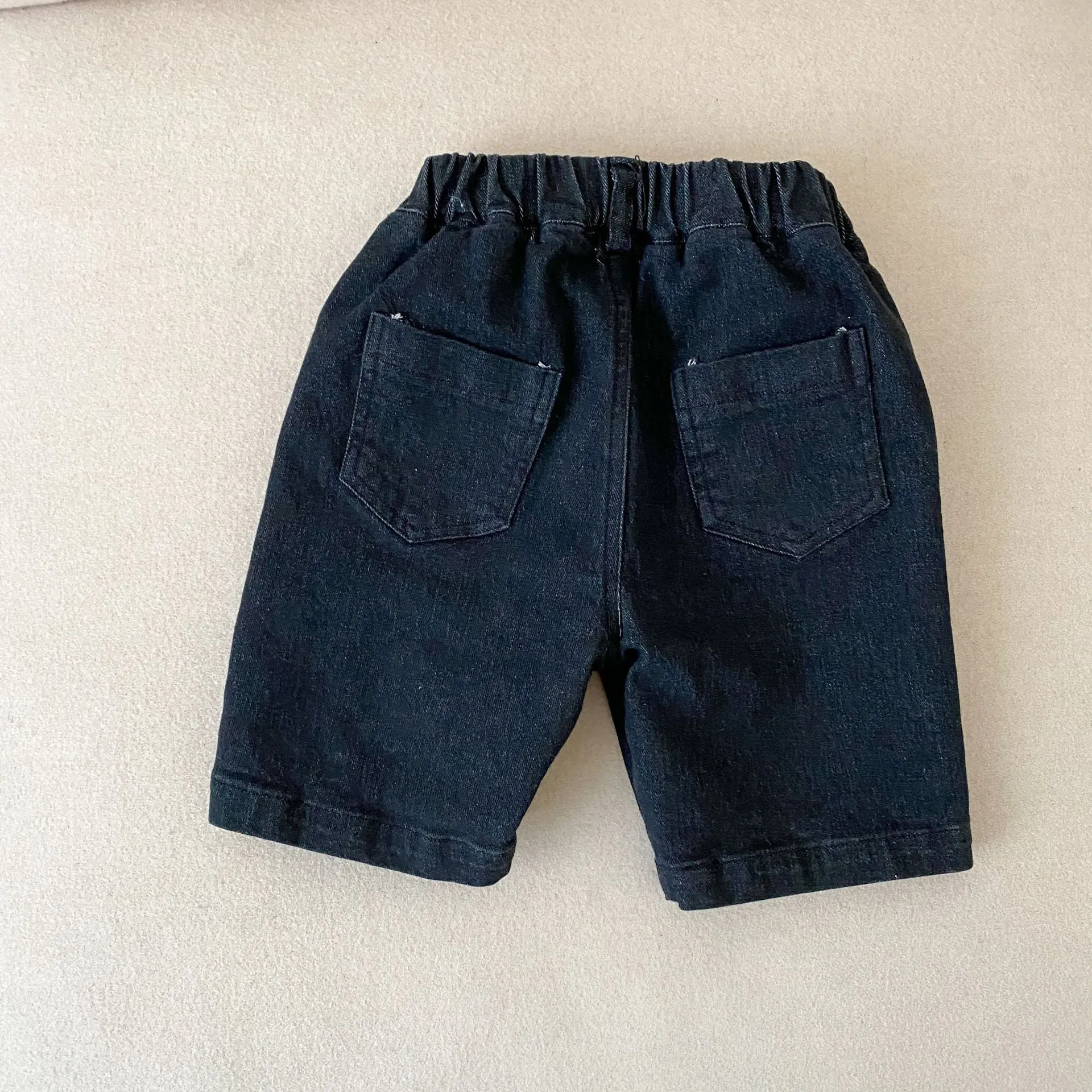 New Ripped Boys Girls Straight Solid Colour Casual Denim Shorts
