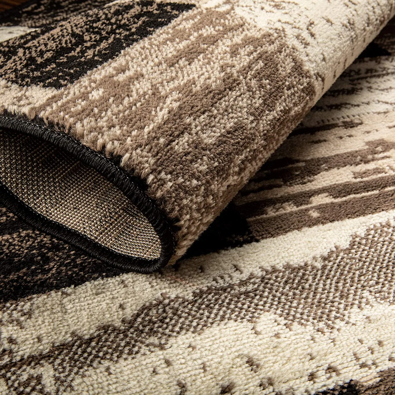 New Superior Modern Rockwood Collection Area Rug, 8mm Pile Height with Jute Backing, Textured Geometric Brick Design, Anti-Static, 2 Ft X 3 Ft! Chocolate!