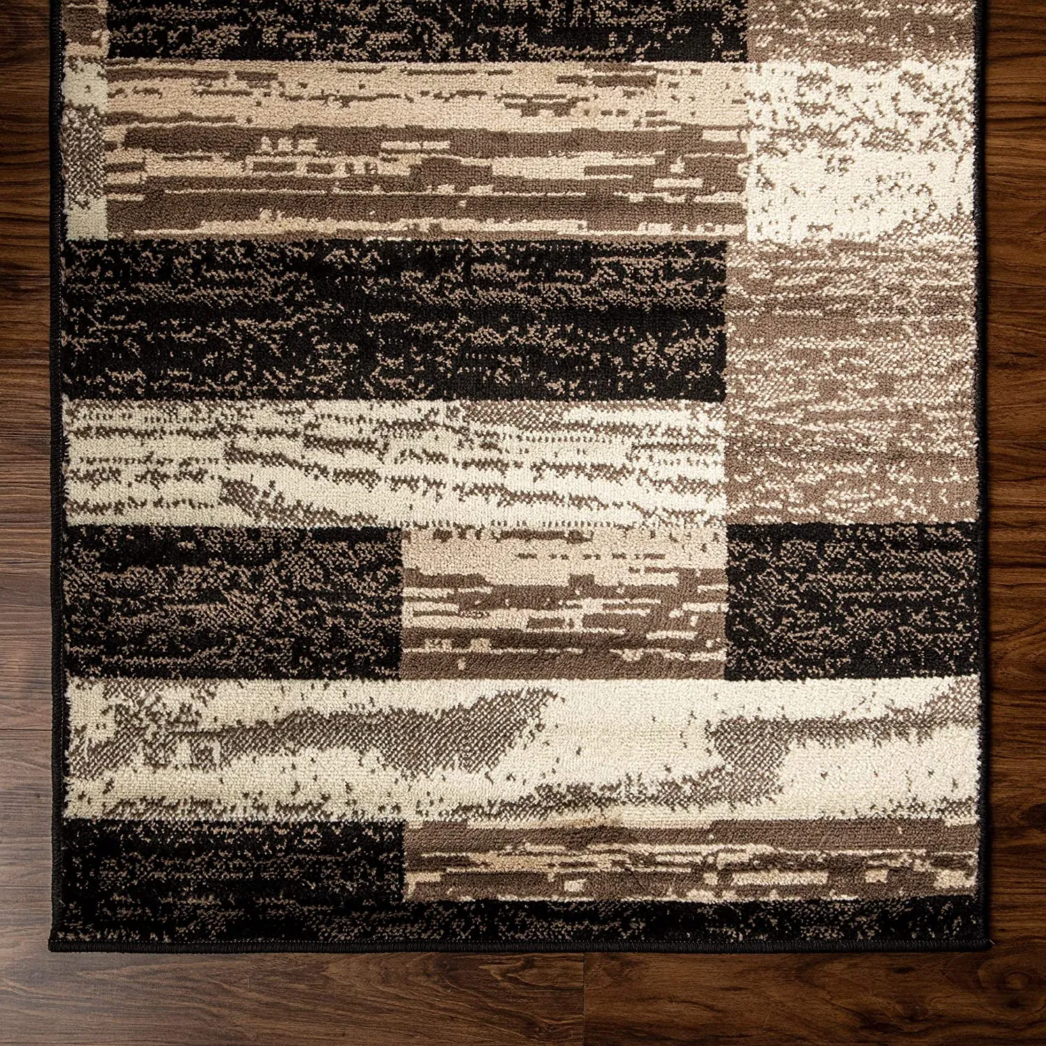 New Superior Modern Rockwood Collection Area Rug, 8mm Pile Height with Jute Backing, Textured Geometric Brick Design, Anti-Static, 2 Ft X 3 Ft! Chocolate!