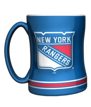 New York Rangers Coffee Mug 14oz Sculpted Relief Team Color