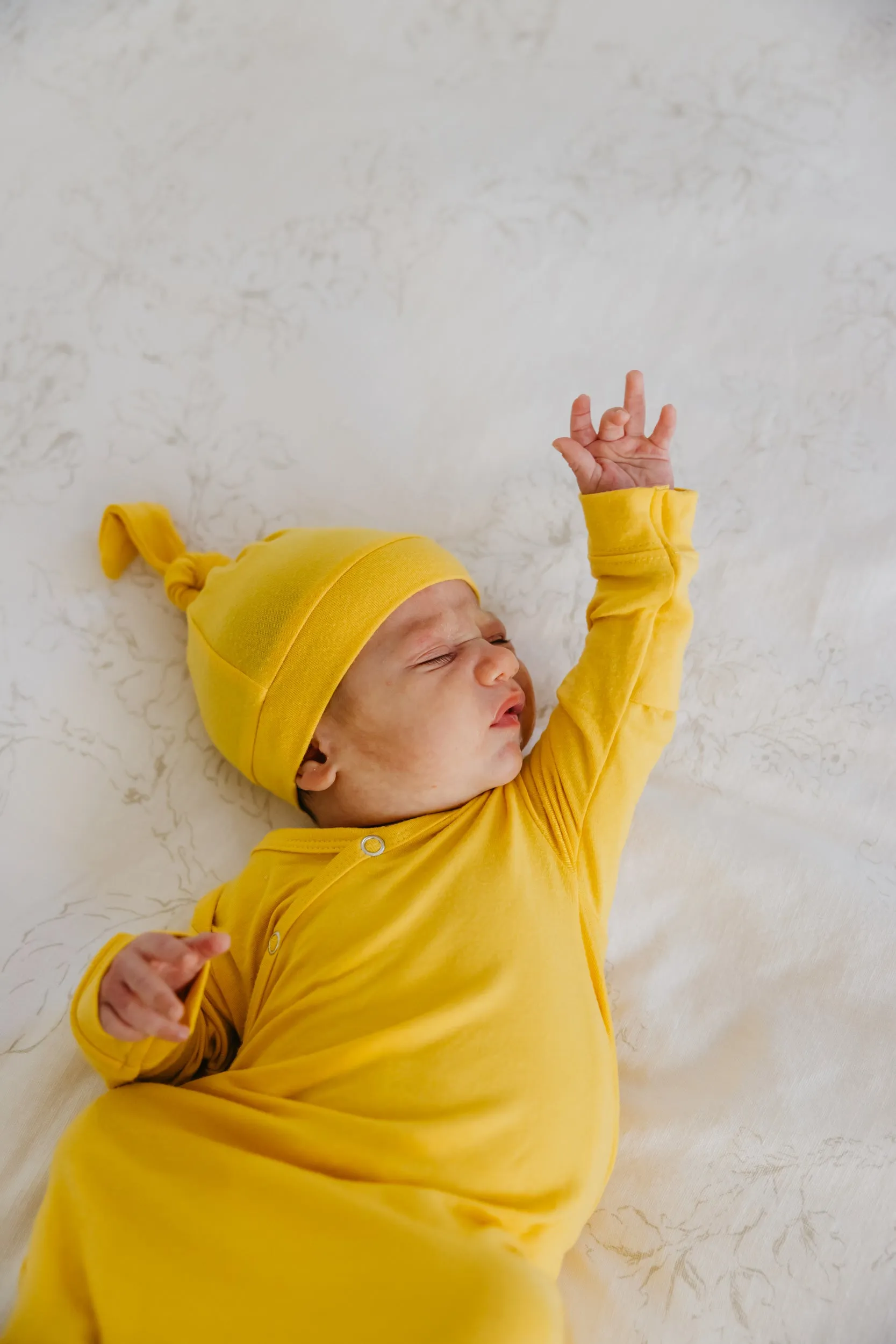Newborn Knotted Gown - Banana