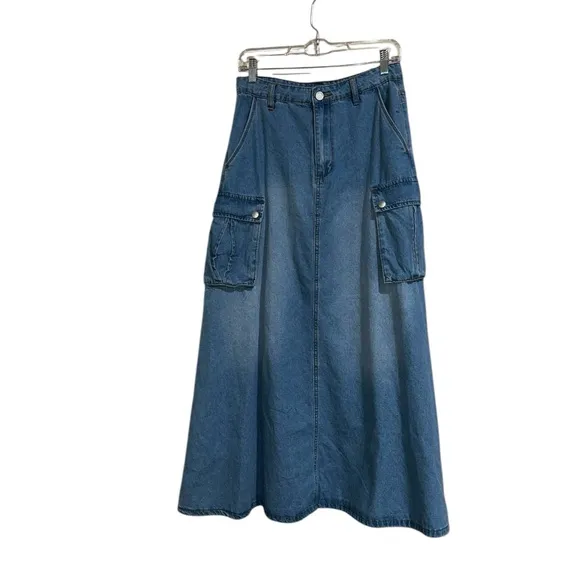 NWT BLANKNYC Denim A-Line Cargo Skirt 27, HIGH GROUNDS