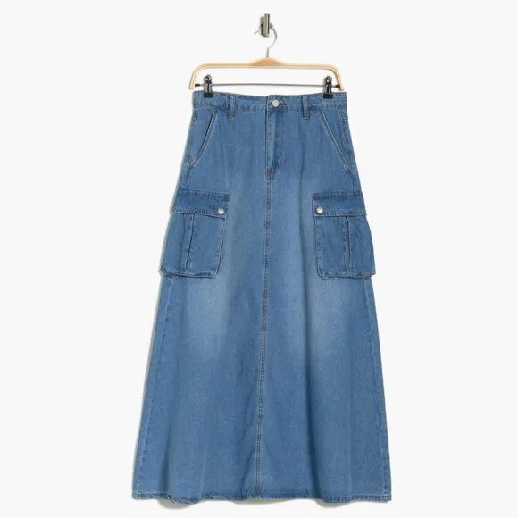 NWT BLANKNYC Denim A-Line Cargo Skirt 27, HIGH GROUNDS