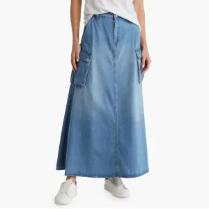 NWT BLANKNYC Denim A-Line Cargo Skirt 27, HIGH GROUNDS