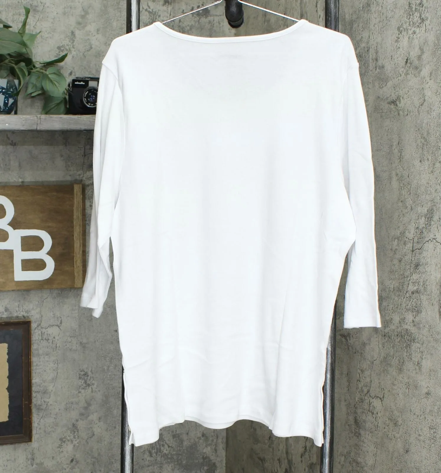 NWT Denim & Co. Essentials Scoop-neck 3/4-Sleeve Tunic. A366972 X-Large