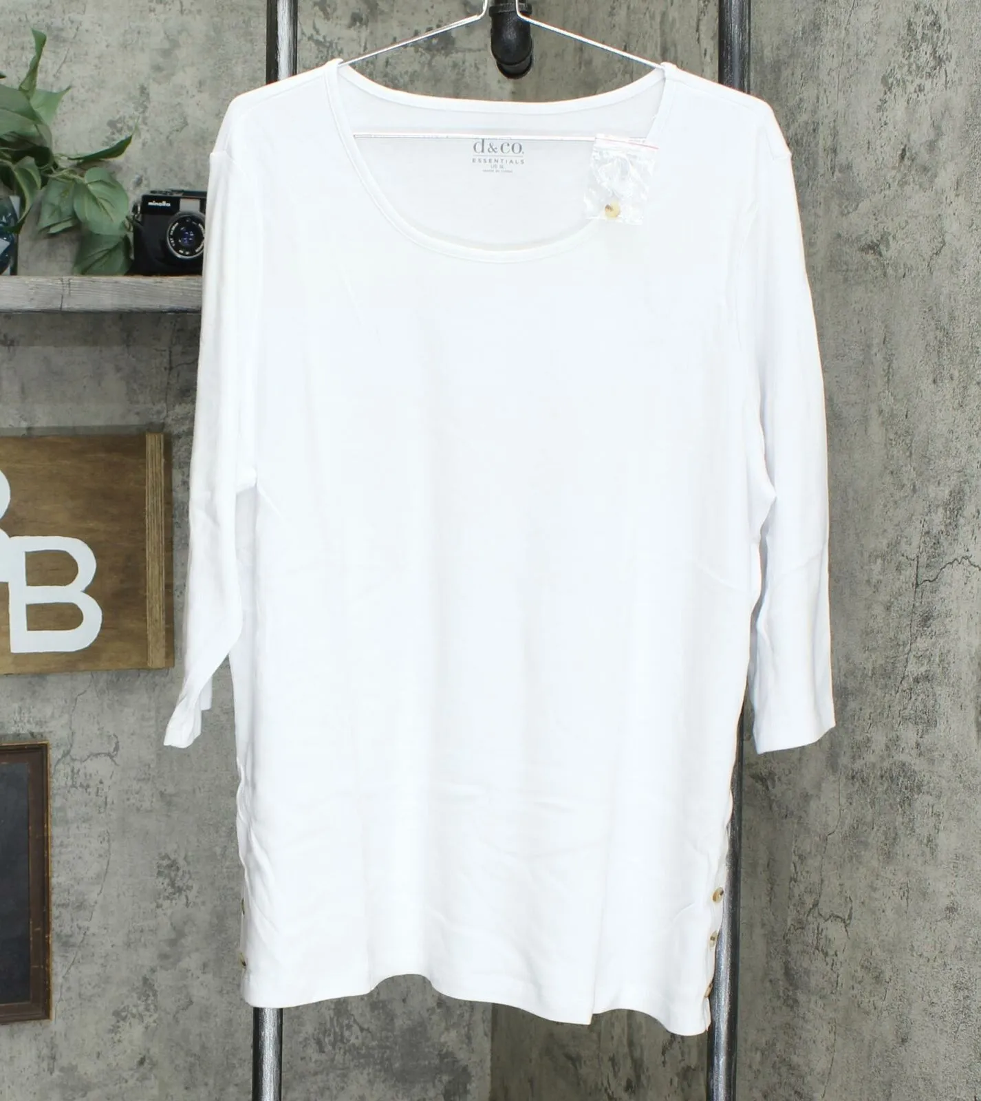 NWT Denim & Co. Essentials Scoop-neck 3/4-Sleeve Tunic. A366972 X-Large