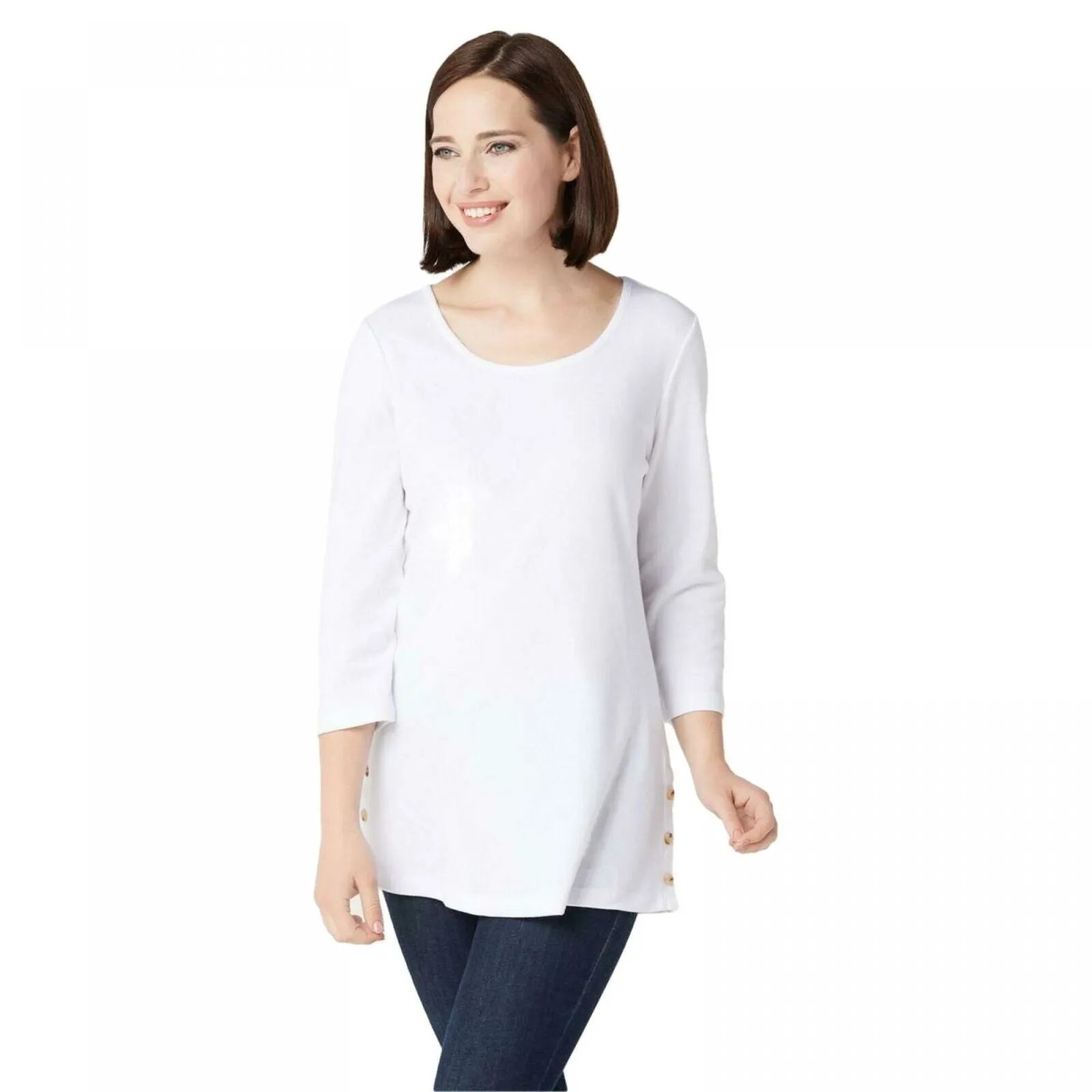 NWT Denim & Co. Essentials Scoop-neck 3/4-Sleeve Tunic. A366972 X-Large
