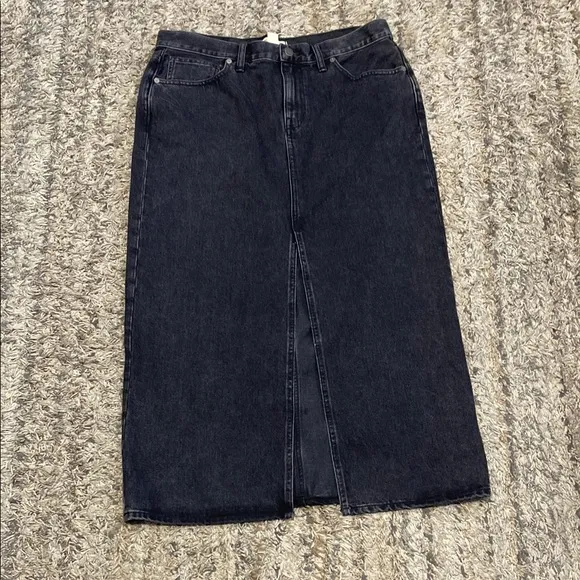 NWT Madewell Black Denim Maxi Skirt sz 29
