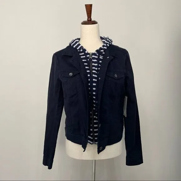 NWT Splendid Corby Twofer Jacket with Stripe Hood Size Medium